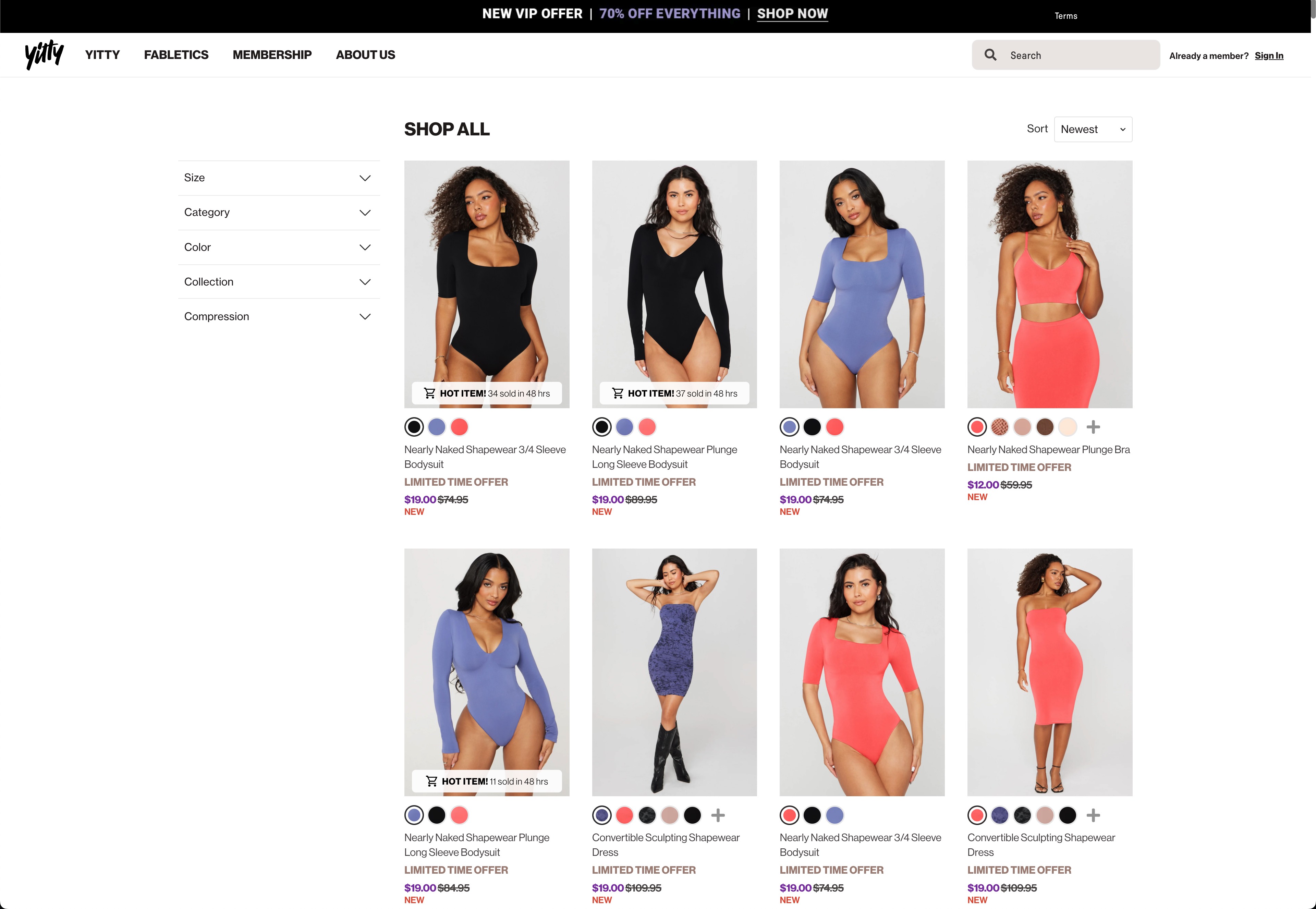 Desktop image of Yitty's product landing page