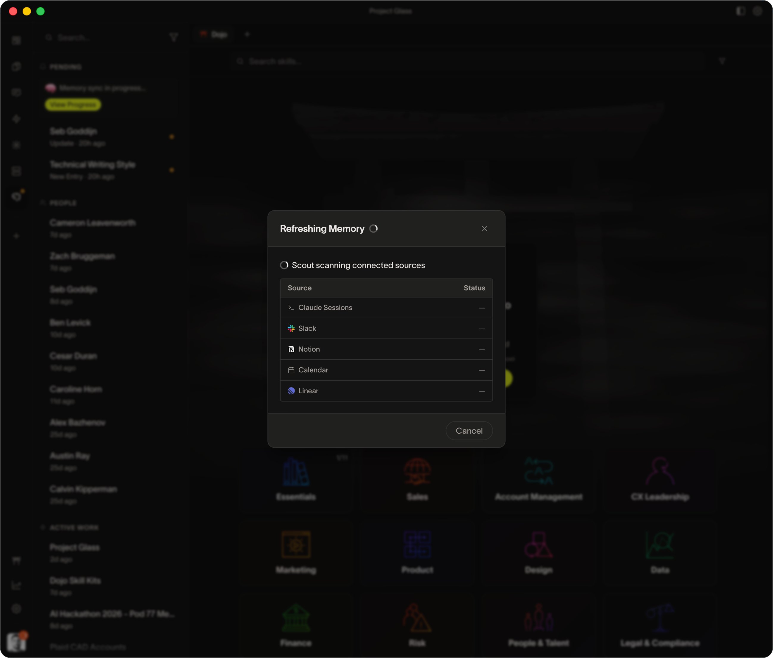 Glass split-pane workspace screenshot