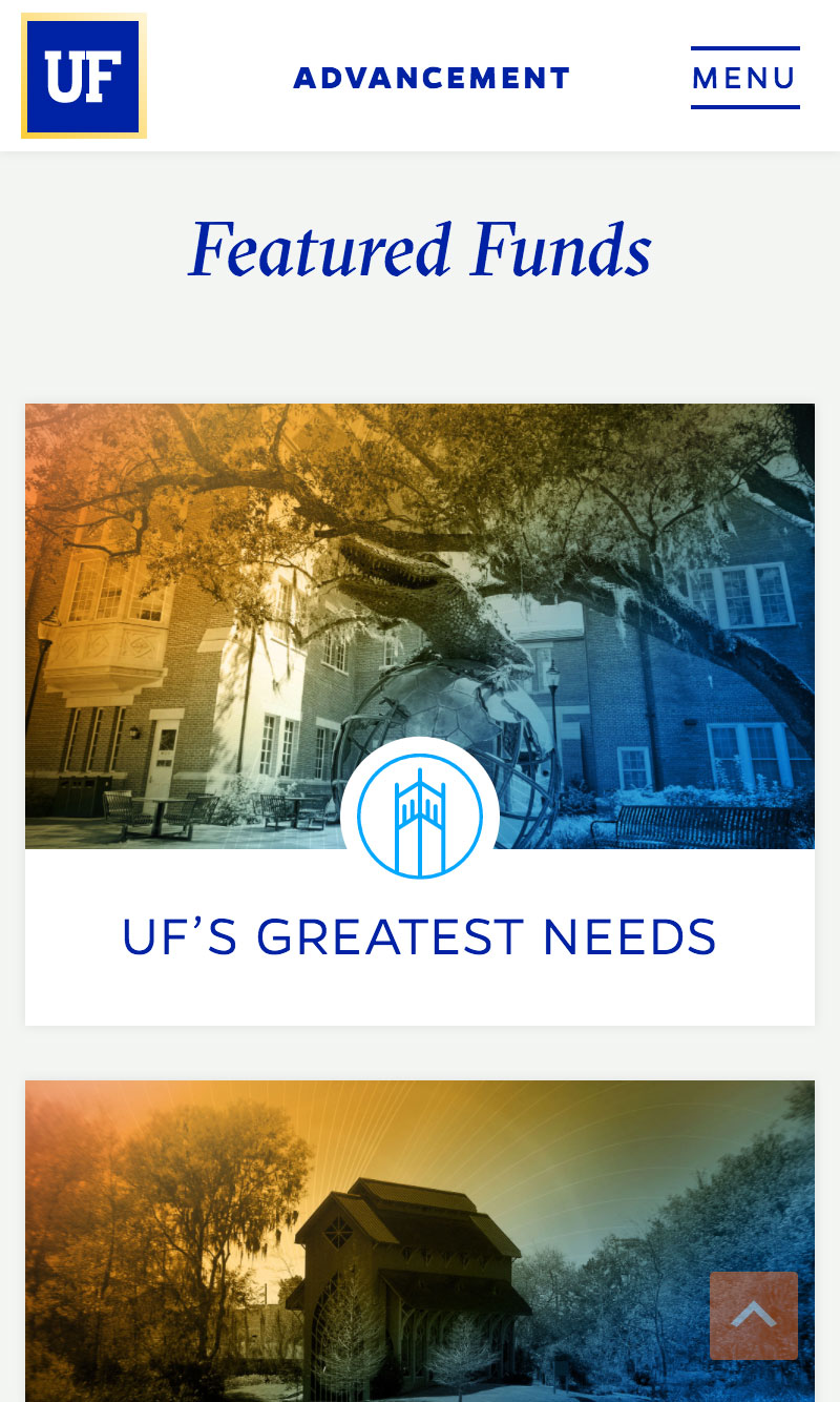 Mobile image of UF Foundation's Featured Funds page